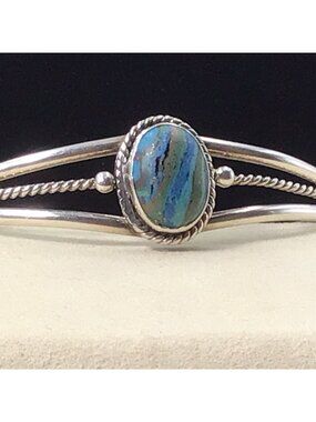 Sterling Silver Calsilica Vintage Cuff Bracelet 11 Grams Size 6.75